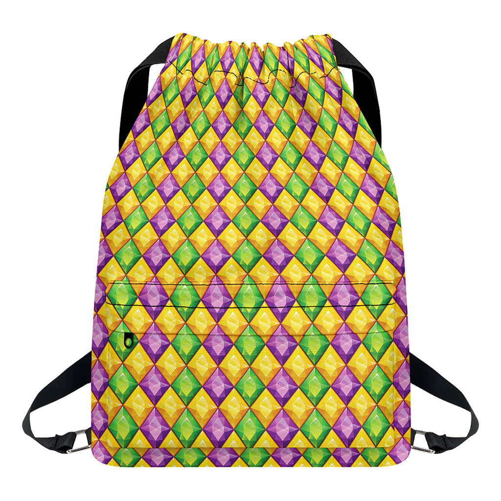 Mardi Gras Diamond Pattern Print Drawstring Backpack