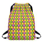 Mardi Gras Diamond Pattern Print Drawstring Backpack