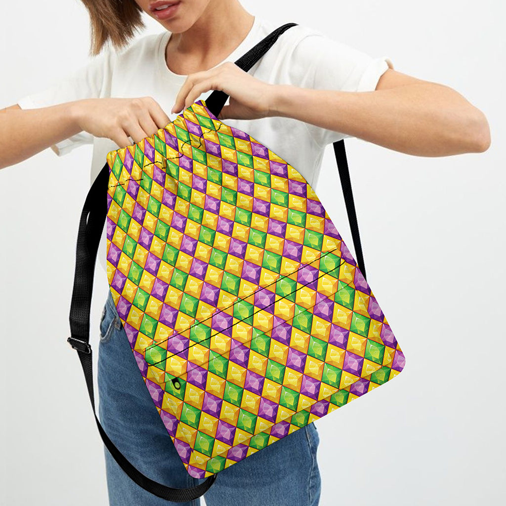 Mardi Gras Diamond Pattern Print Drawstring Backpack