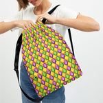 Mardi Gras Diamond Pattern Print Drawstring Backpack