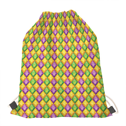 Mardi Gras Diamond Pattern Print Drawstring Bag