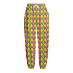Mardi Gras Diamond Pattern Print Fleece Lined Knit Pants