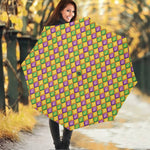 Mardi Gras Diamond Pattern Print Foldable Umbrella