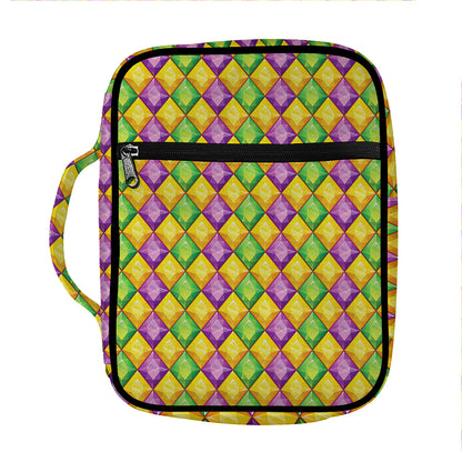 Mardi Gras Diamond Pattern Print Front Pocket Bible Bag