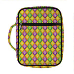 Mardi Gras Diamond Pattern Print Front Pocket Bible Bag