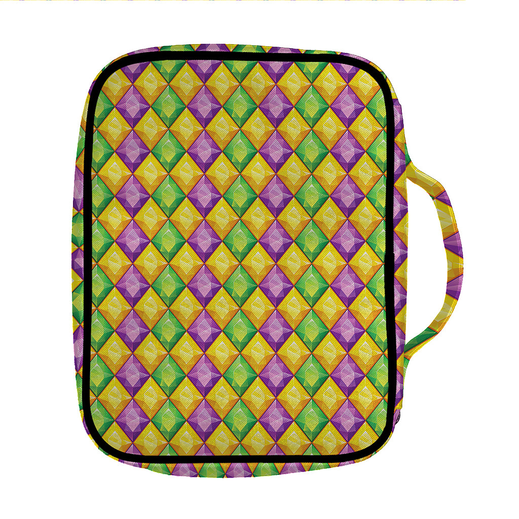 Mardi Gras Diamond Pattern Print Front Pocket Bible Bag
