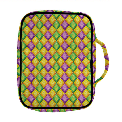 Mardi Gras Diamond Pattern Print Front Pocket Bible Bag