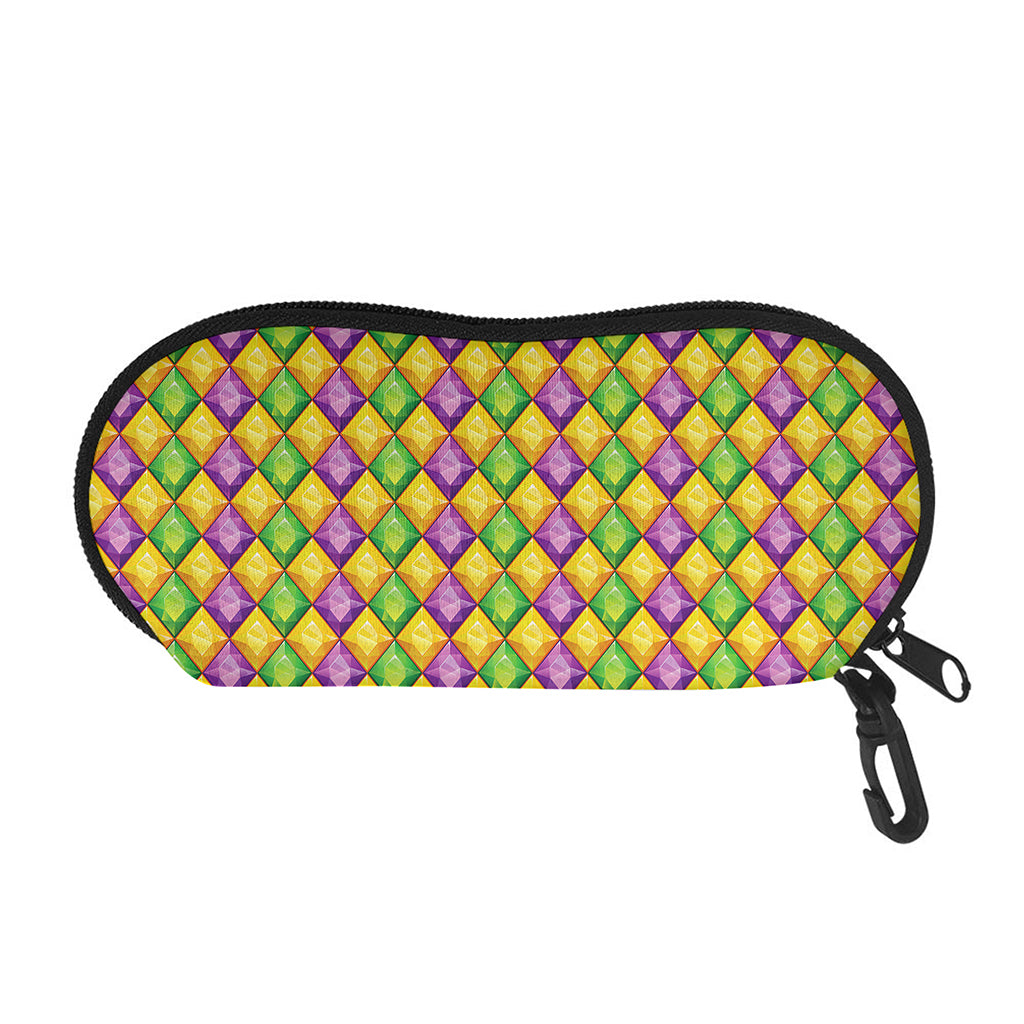 Mardi Gras Diamond Pattern Print Glasses Case
