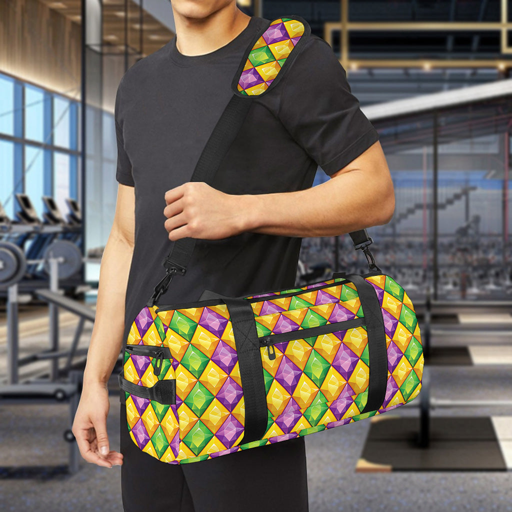 Mardi Gras Diamond Pattern Print Gym Bag