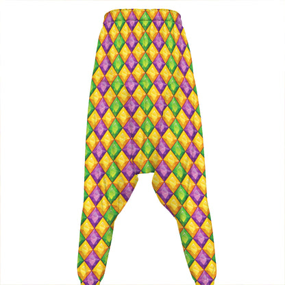 Mardi Gras Diamond Pattern Print Hammer Pants