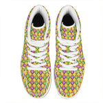 Mardi Gras Diamond Pattern Print High Top Leather Sneakers