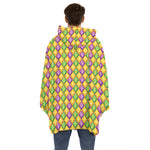 Mardi Gras Diamond Pattern Print Hoodie Blanket