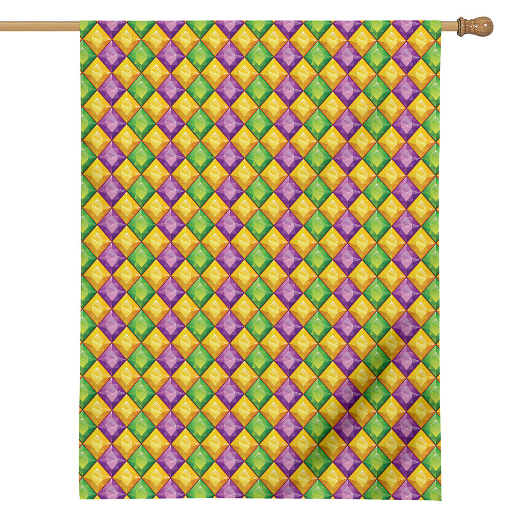 Mardi Gras Diamond Pattern Print House Flag