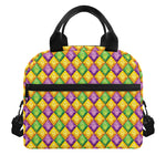 Mardi Gras Diamond Pattern Print Insulated Lunch Bag