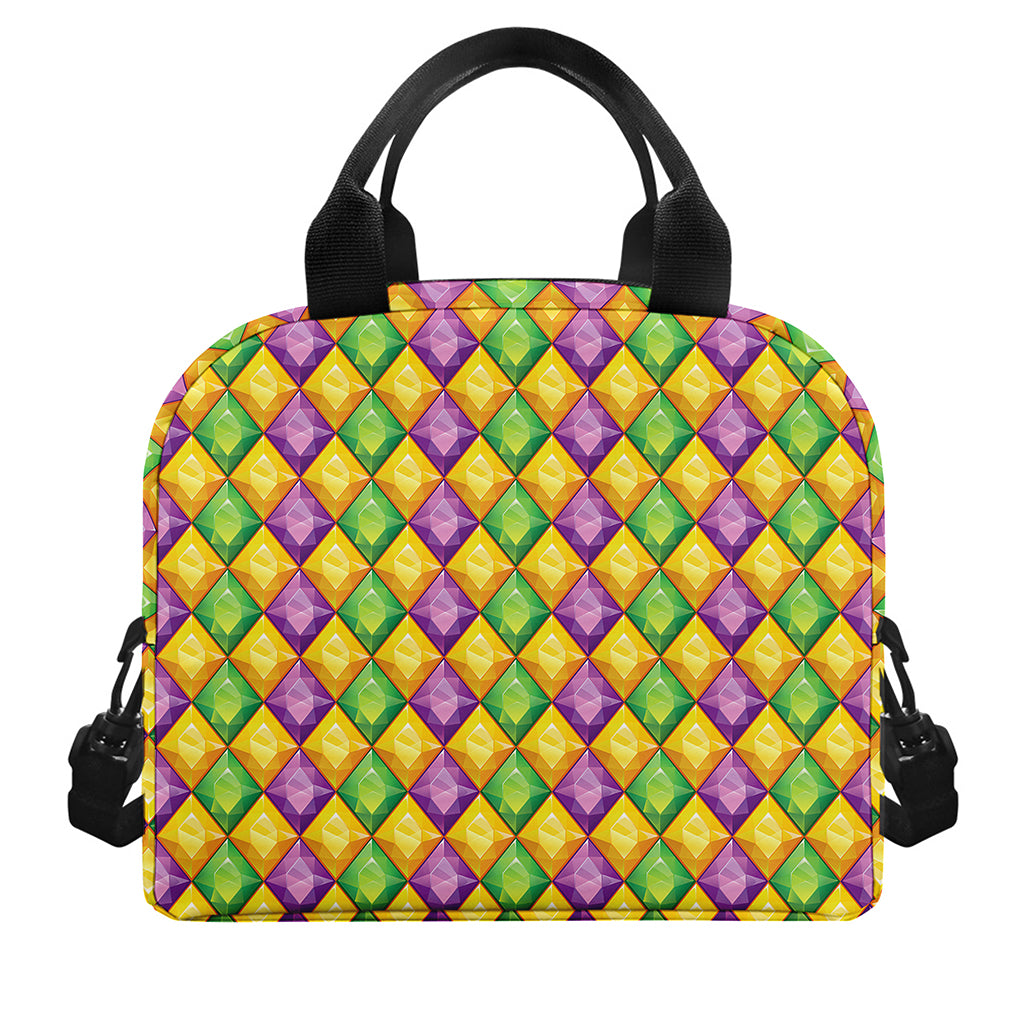 Mardi Gras Diamond Pattern Print Insulated Lunch Bag