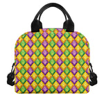 Mardi Gras Diamond Pattern Print Insulated Lunch Bag