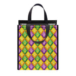 Mardi Gras Diamond Pattern Print Insulated Lunch Tote