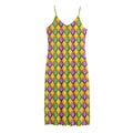 Mardi Gras Diamond Pattern Print Jersey Midi Cami Dress