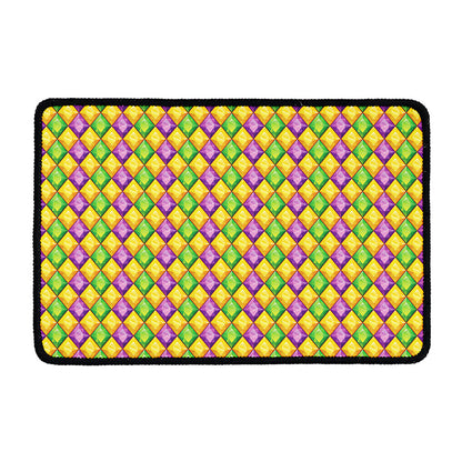 Mardi Gras Diamond Pattern Print Kitchen Mat