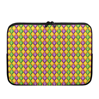 Mardi Gras Diamond Pattern Print Laptop Sleeve