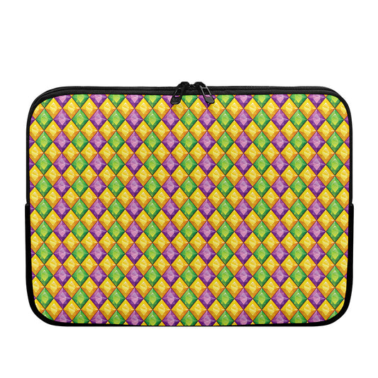 Mardi Gras Diamond Pattern Print Laptop Sleeve