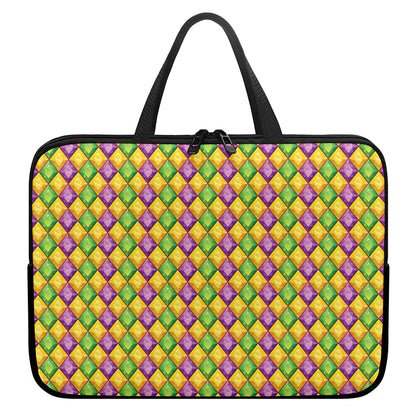 Mardi Gras Diamond Pattern Print Laptop Sleeve With Handle