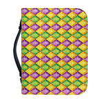 Mardi Gras Diamond Pattern Print Leather Bible Cover