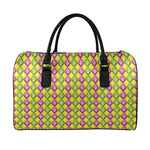 Mardi Gras Diamond Pattern Print Leather Duffle Bag