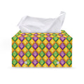 Mardi Gras Diamond Pattern Print Leather Tissue Box Cover