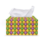 Mardi Gras Diamond Pattern Print Leather Tissue Box Cover
