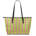Mardi Gras Diamond Pattern Print Leather Tote Bag With Zipper