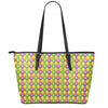 Mardi Gras Diamond Pattern Print Leather Tote Bag