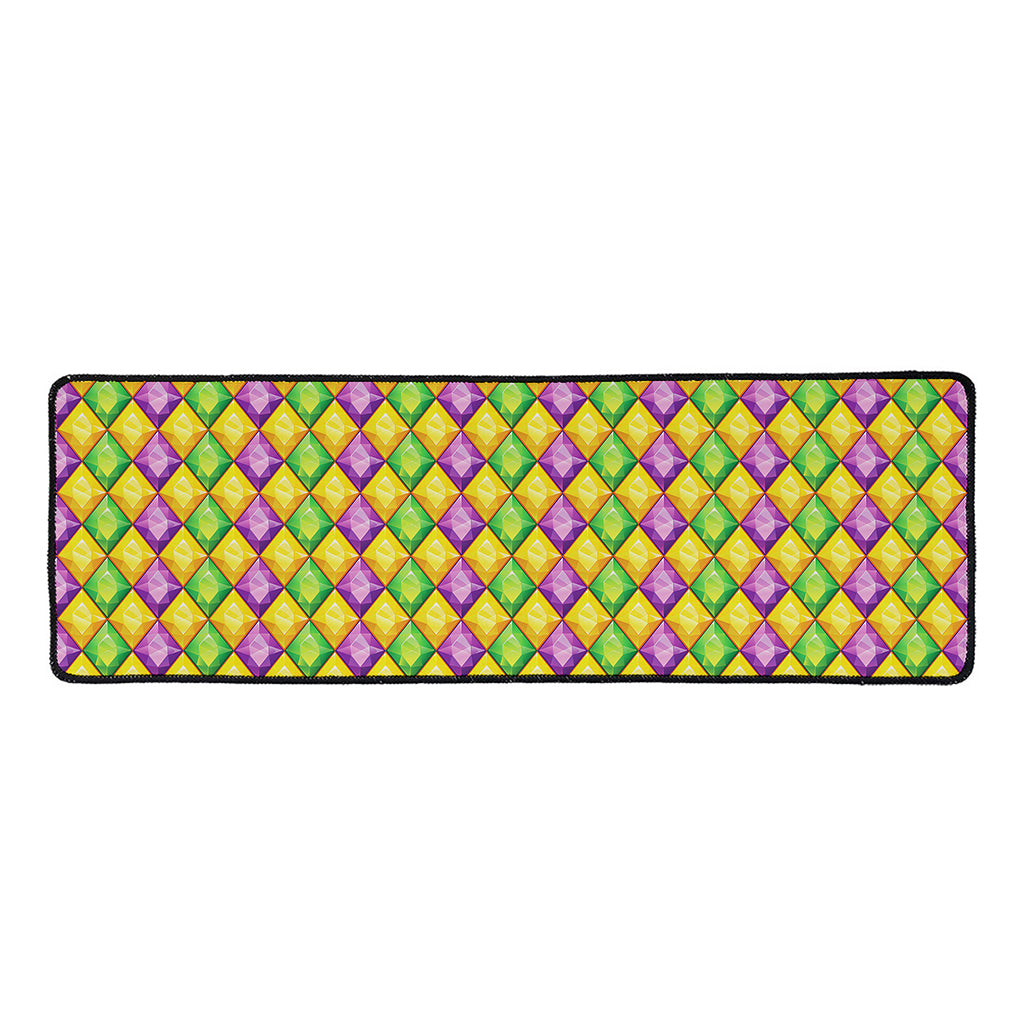 Mardi Gras Diamond Pattern Print Long Kitchen Mat