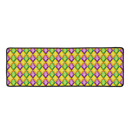 Mardi Gras Diamond Pattern Print Long Kitchen Mat