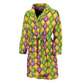 Mardi Gras Diamond Pattern Print Men's Bathrobe