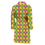 Mardi Gras Diamond Pattern Print Men's Bathrobe