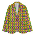 Mardi Gras Diamond Pattern Print Men's Blazer