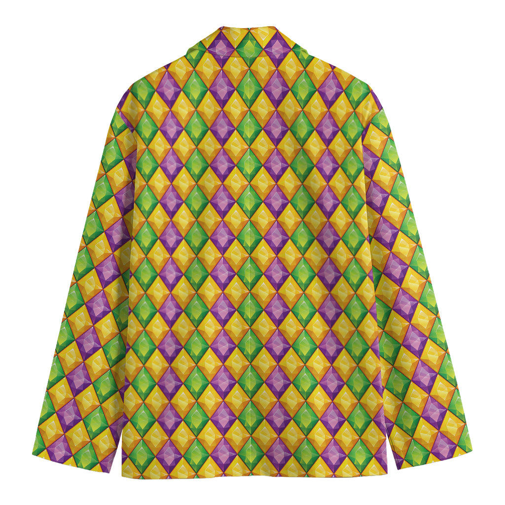 Mardi Gras Diamond Pattern Print Men's Blazer
