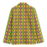 Mardi Gras Diamond Pattern Print Men's Blazer