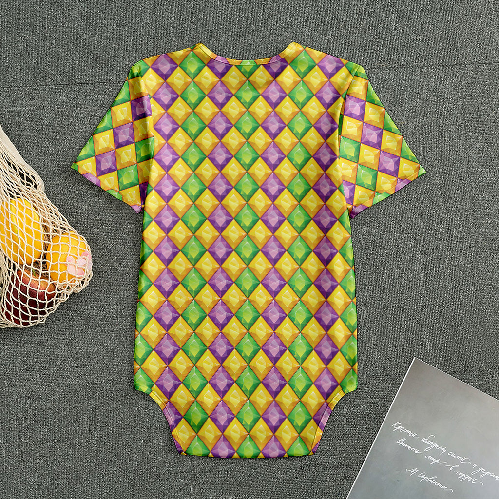 Mardi Gras Diamond Pattern Print Men's Bodysuit