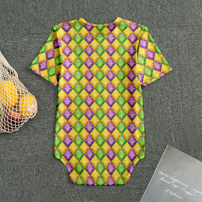 Mardi Gras Diamond Pattern Print Men's Bodysuit