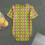 Mardi Gras Diamond Pattern Print Men's Bodysuit