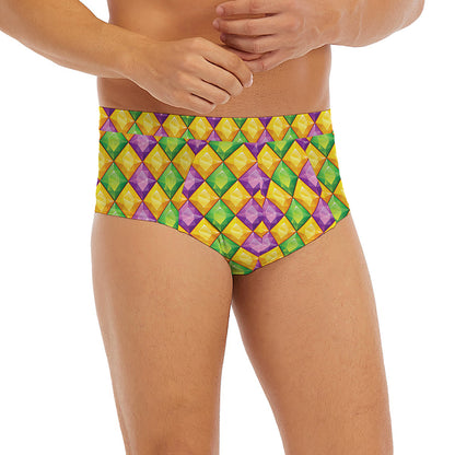 Mardi Gras Diamond Pattern Print Men's Briefs