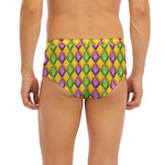 Mardi Gras Diamond Pattern Print Men's Briefs