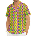 Mardi Gras Diamond Pattern Print Men's Deep V-Neck Shirt