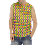 Mardi Gras Diamond Pattern Print Men's Fitness Tank Top