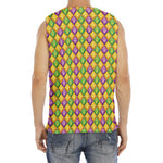Mardi Gras Diamond Pattern Print Men's Fitness Tank Top