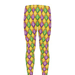 Mardi Gras Diamond Pattern Print Men's leggings