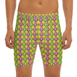 Mardi Gras Diamond Pattern Print Men's Long Boxer Briefs