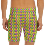 Mardi Gras Diamond Pattern Print Men's Long Boxer Briefs